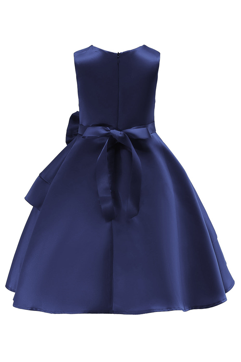 Båthals ärmlös Vinröd Tjejklänningar Med Bowknot