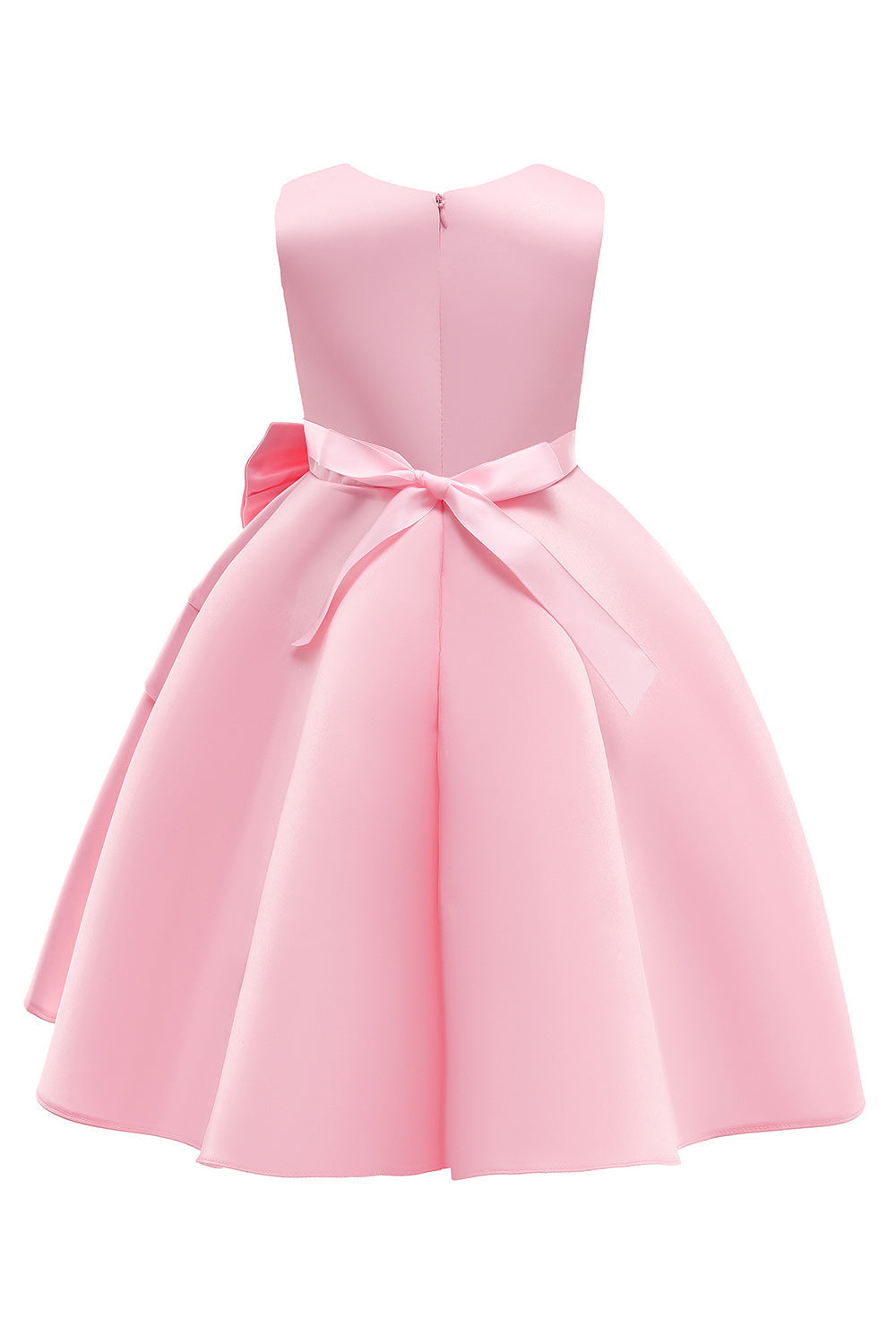 Båthals ärmlös Vinröd Tjejklänningar Med Bowknot