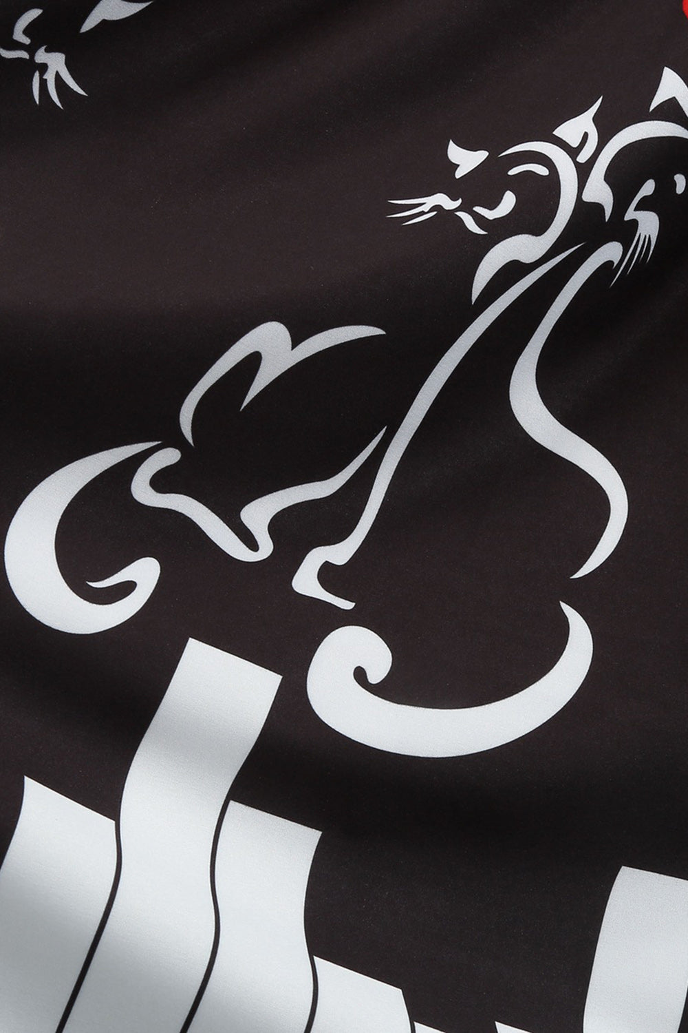 Svart ärmlös Tryckt 1950-Tals Klänning