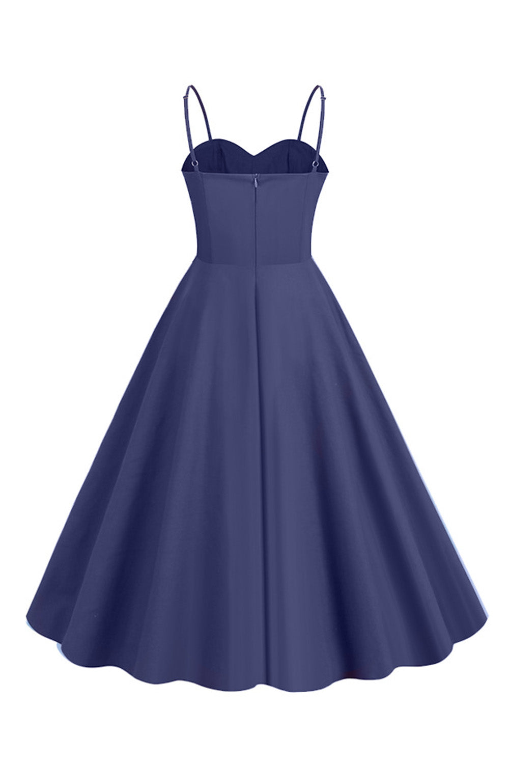 Ljusblå Prickar Spaghetti Remmar 1950-tals klänning