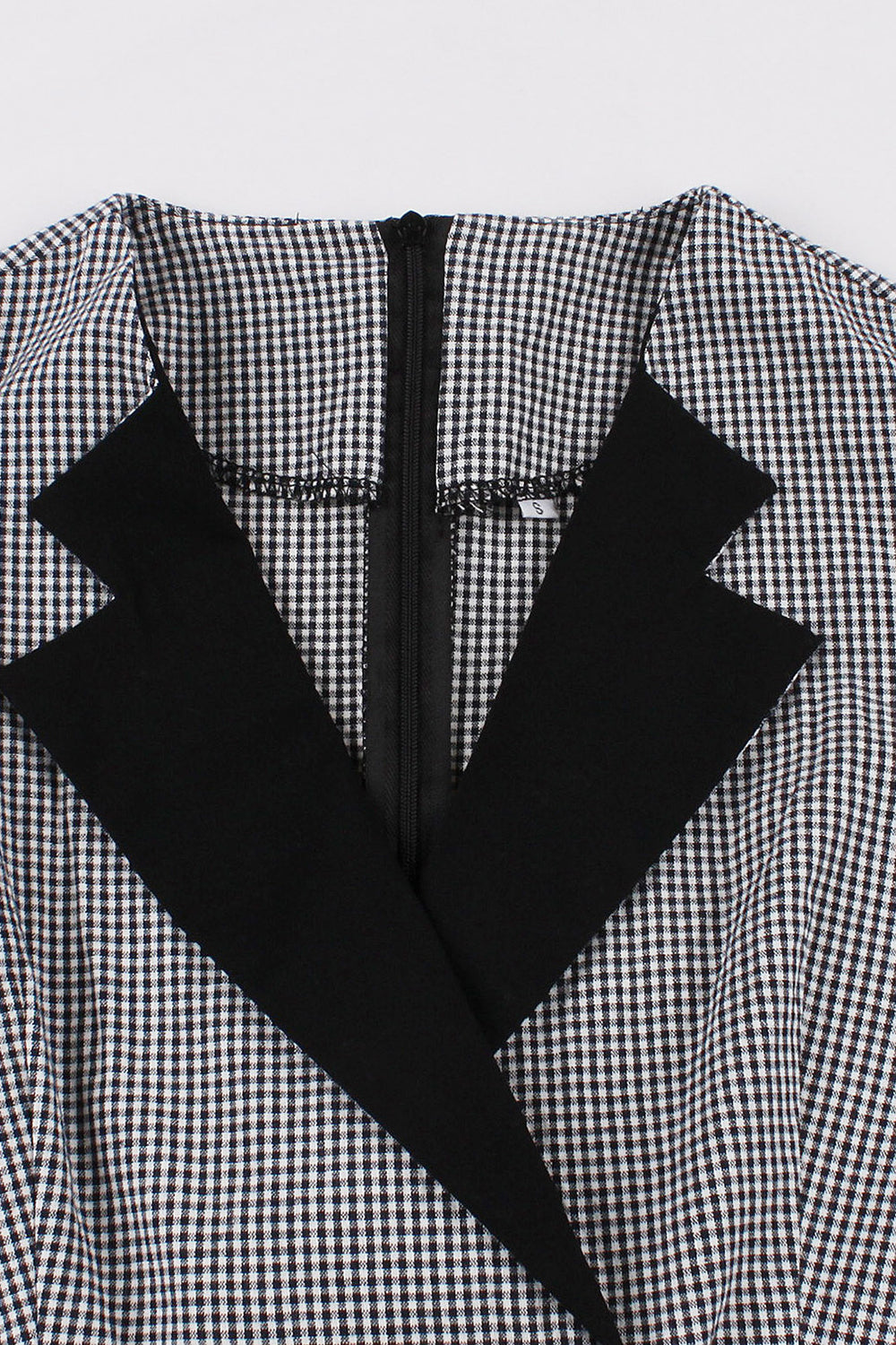 Långärmad Rutig Swing 1950-talsklänning med skärp