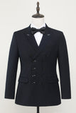 Navy Dubbelknäppt Blazer Herr