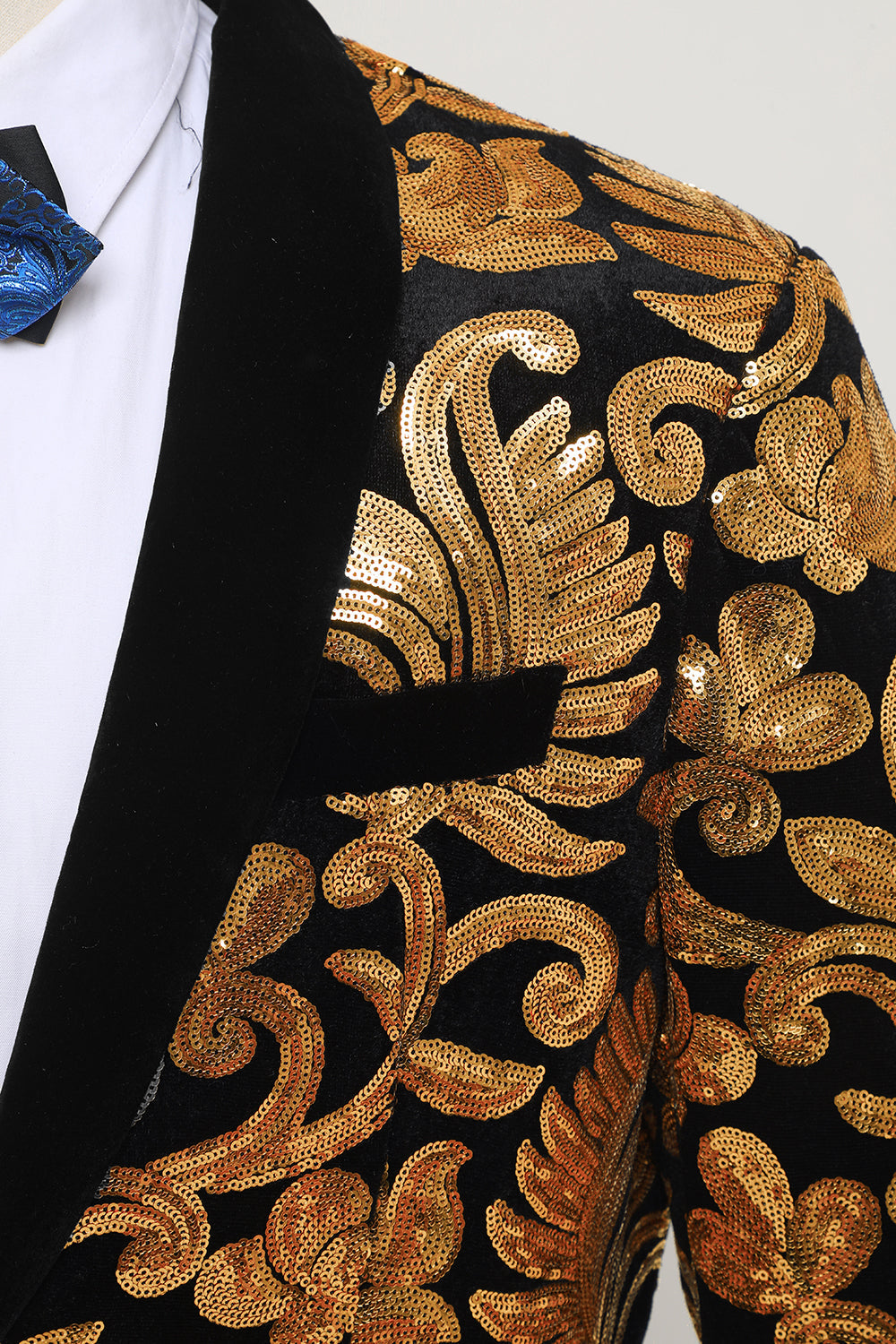 Blazer Slim Fit Solid One Button Business Gold Suit Jacket