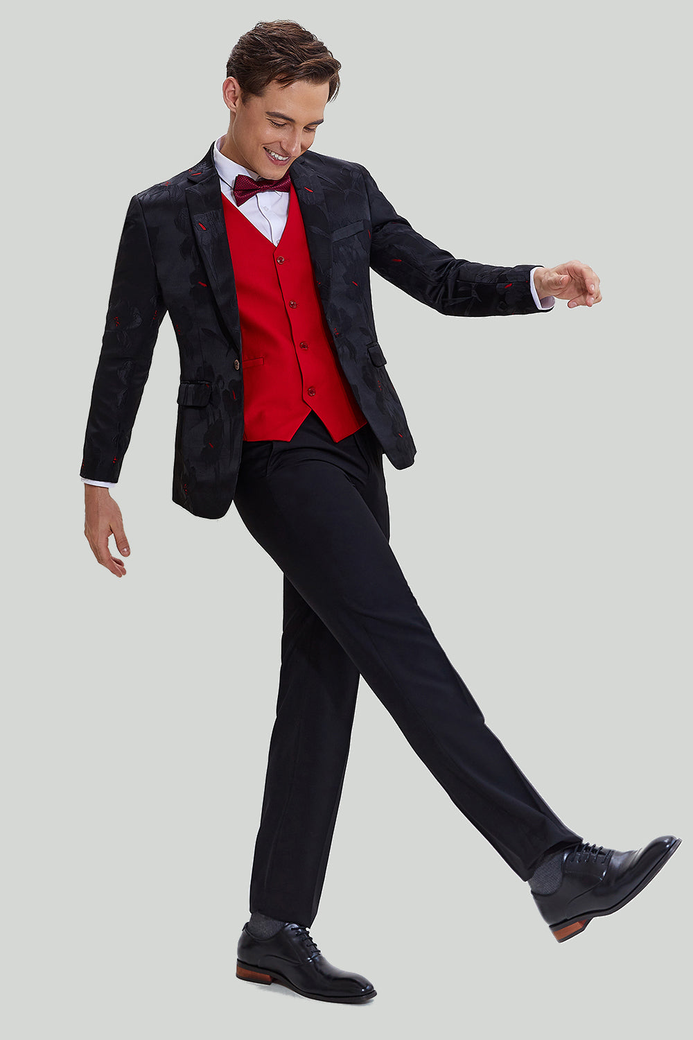 Svart Skårad Enkelknäppt Blazer Herr