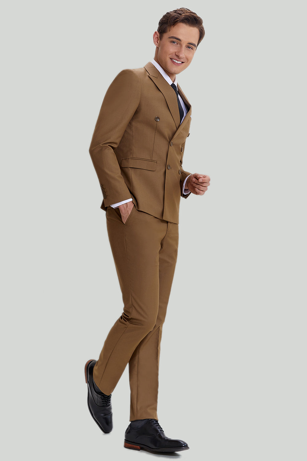 Khaki 2-Delat Slim Fit Kostym Herr