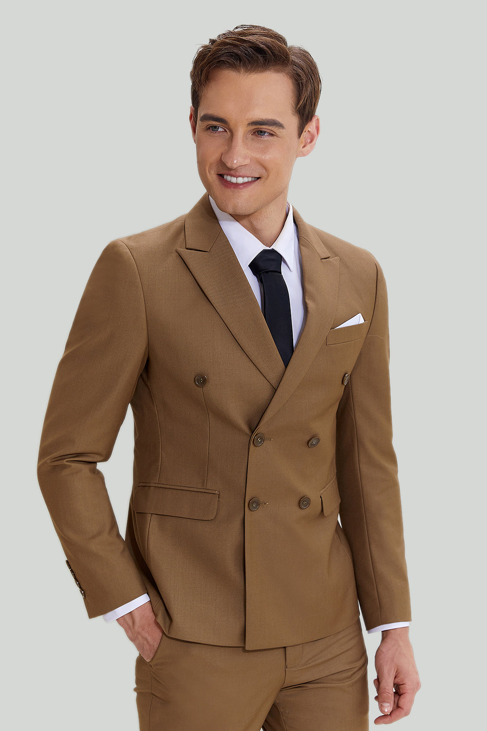 Khaki 2-Delat Slim Fit Kostym Herr