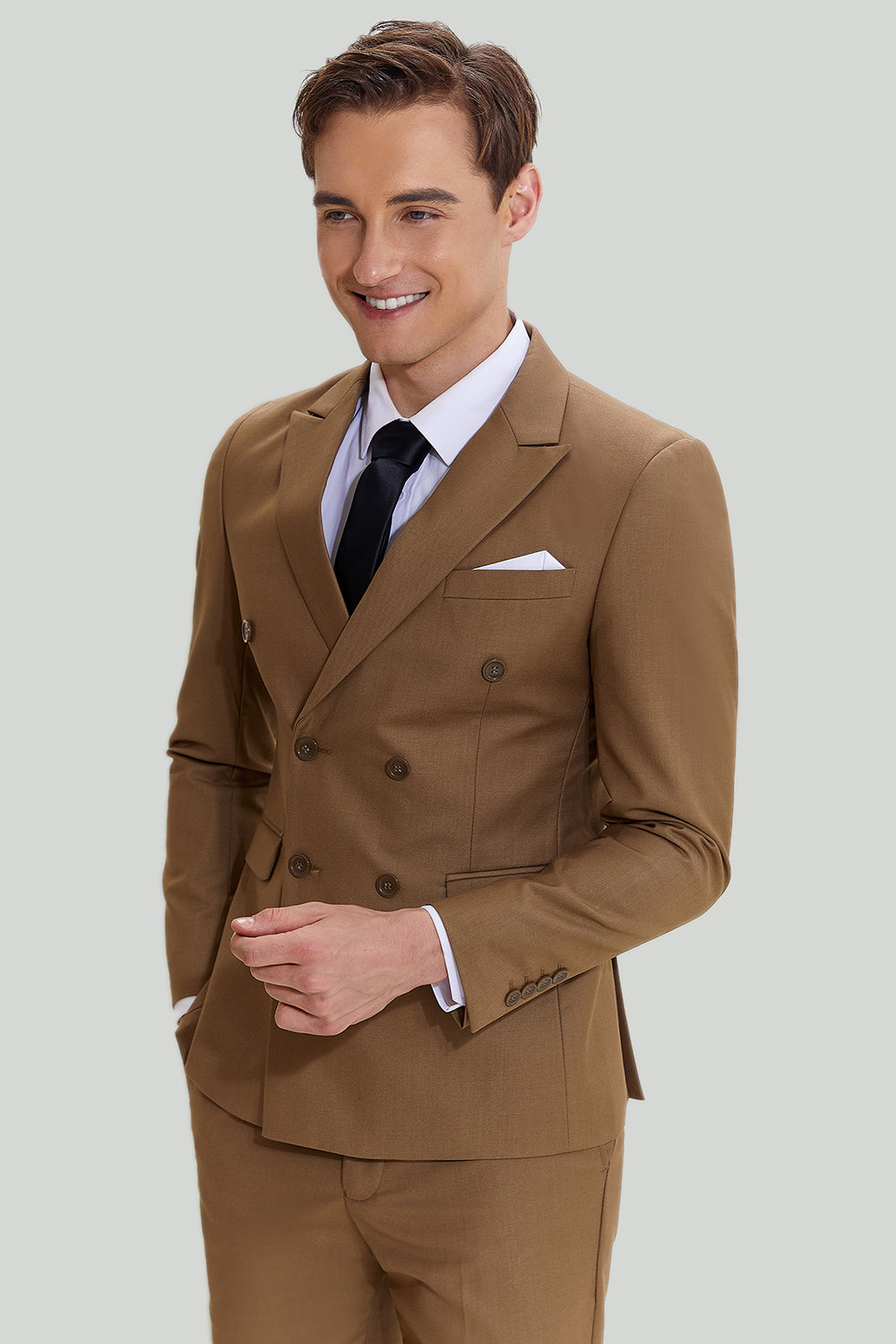 Khaki 2-Delat Slim Fit Kostym Herr