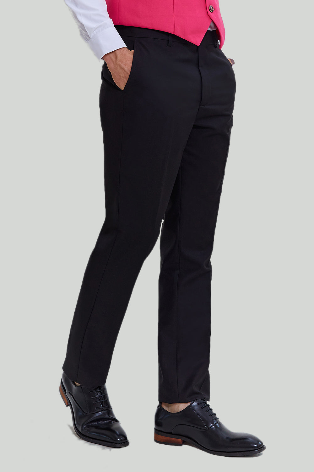 Svart Rosa 2-Delat Skårat Lapel Kostym Herr