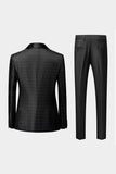 Svart Sjal Lapel Jacquard 3 Stycken Kostym Herr