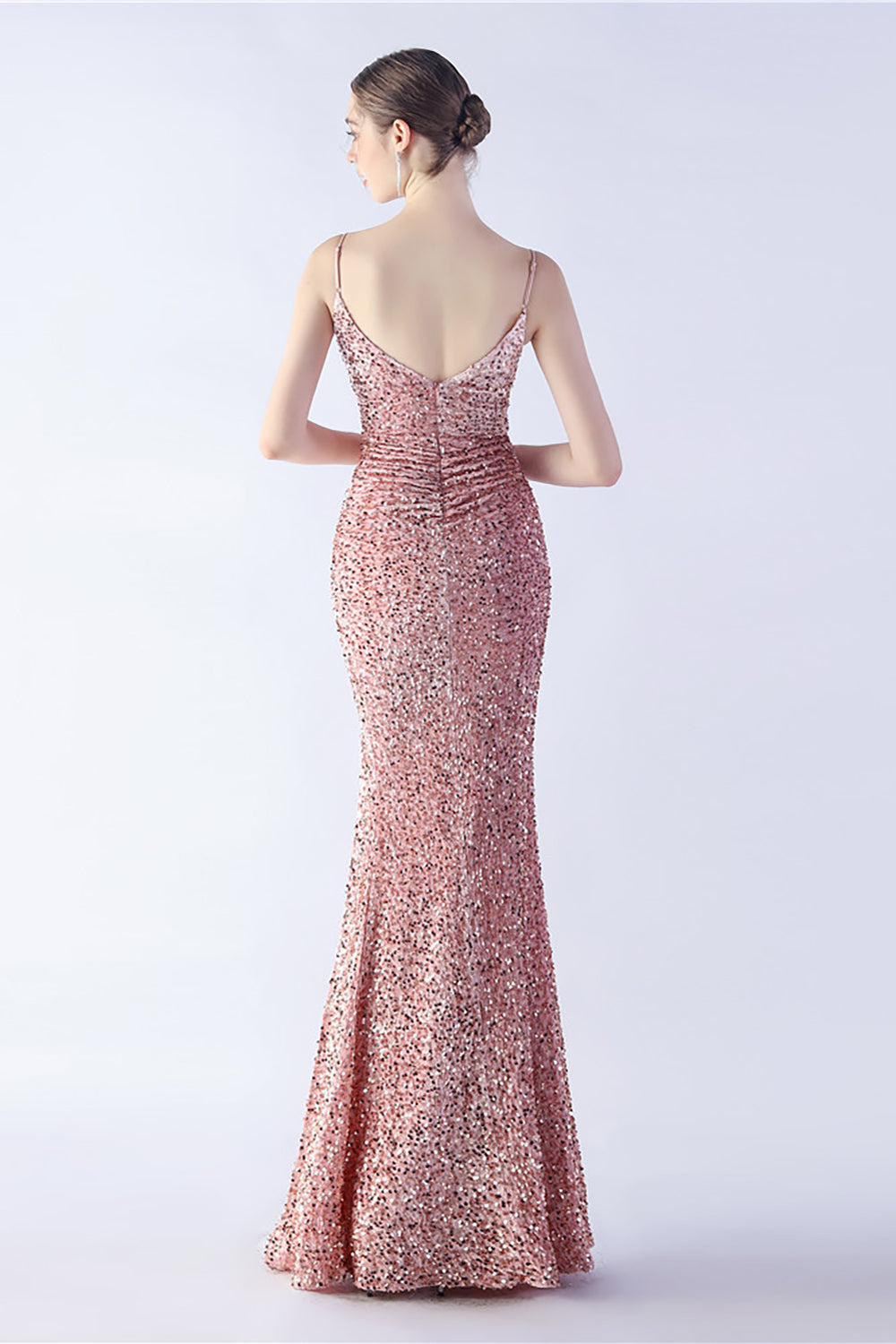 Glitter Mermaid Spaghetti Straps Pärlstav Symphony Svart Formell Klänning Med Sidoslits