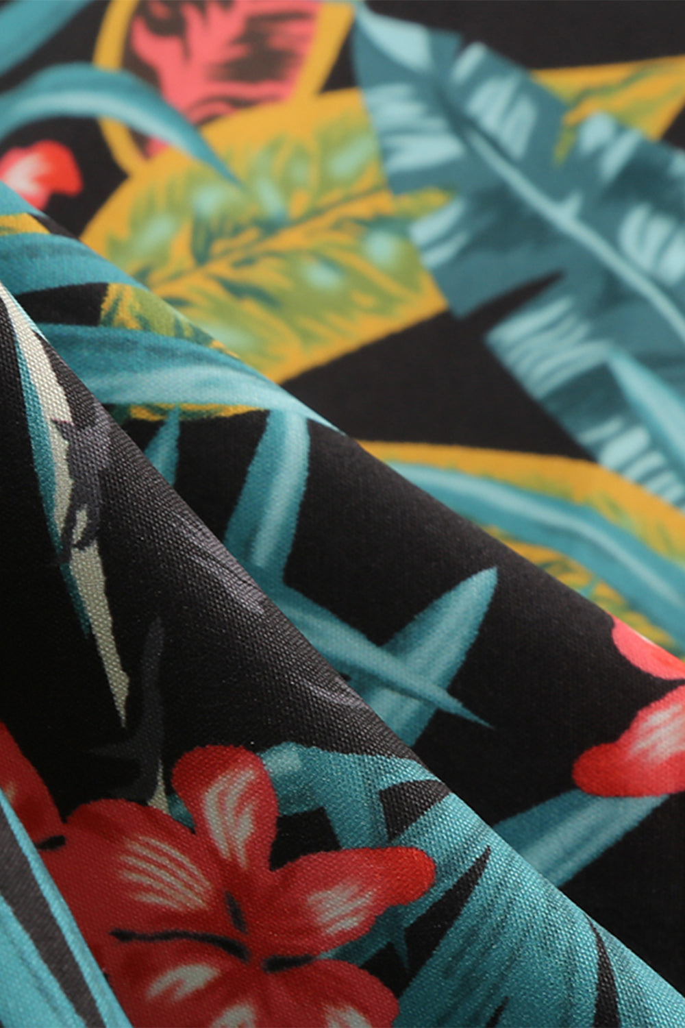 Gröna Blad Tryckta Vintage 50 Tals Klänning