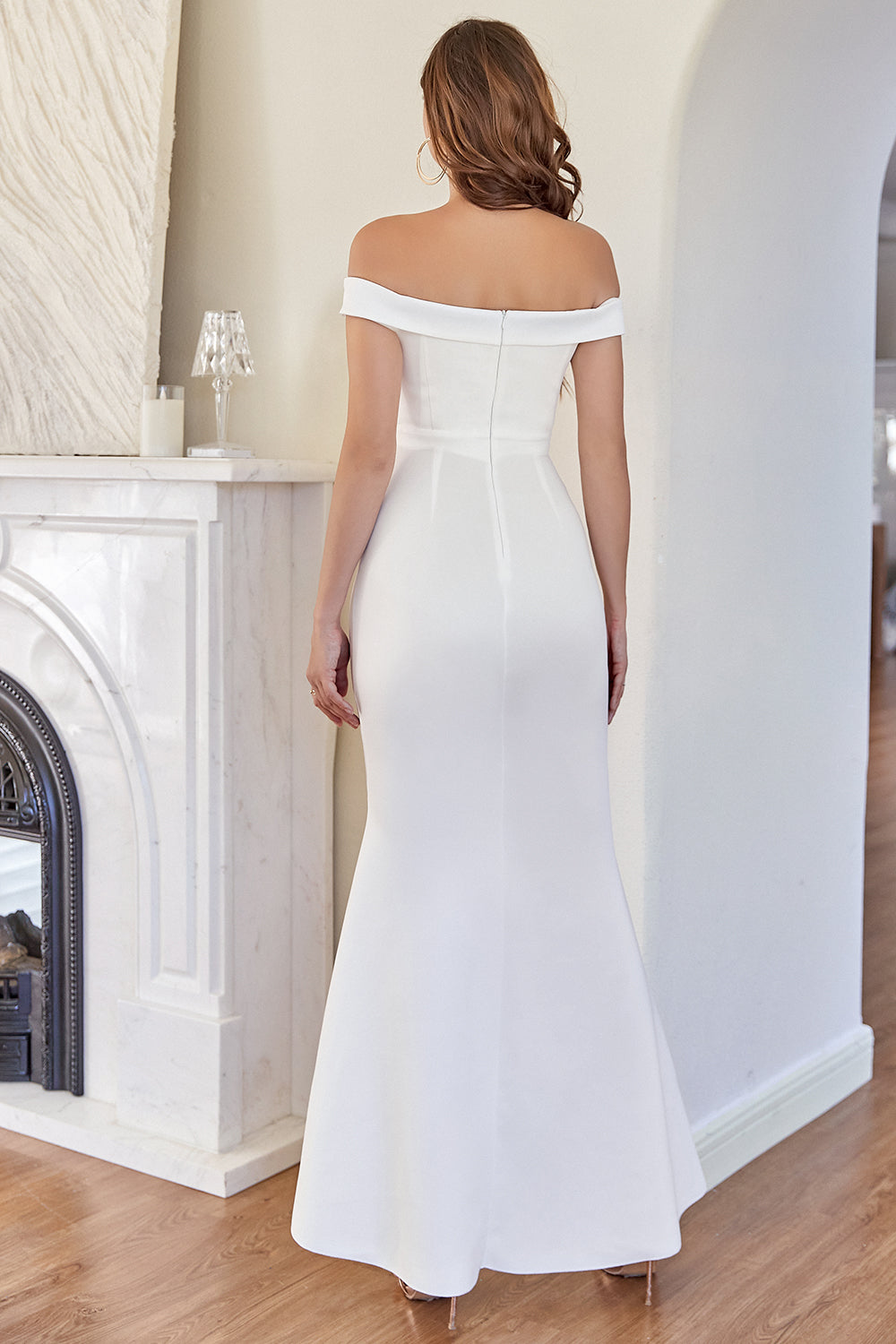 Vinröd Off-shoulder Sjöjungfru Balklänning
