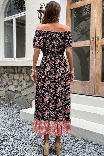 Off-shoulder Svart Boho Sommarklänning