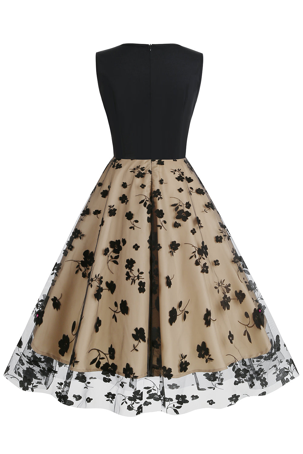 Svart Vintage 50 Tals Klänning Med Broderi