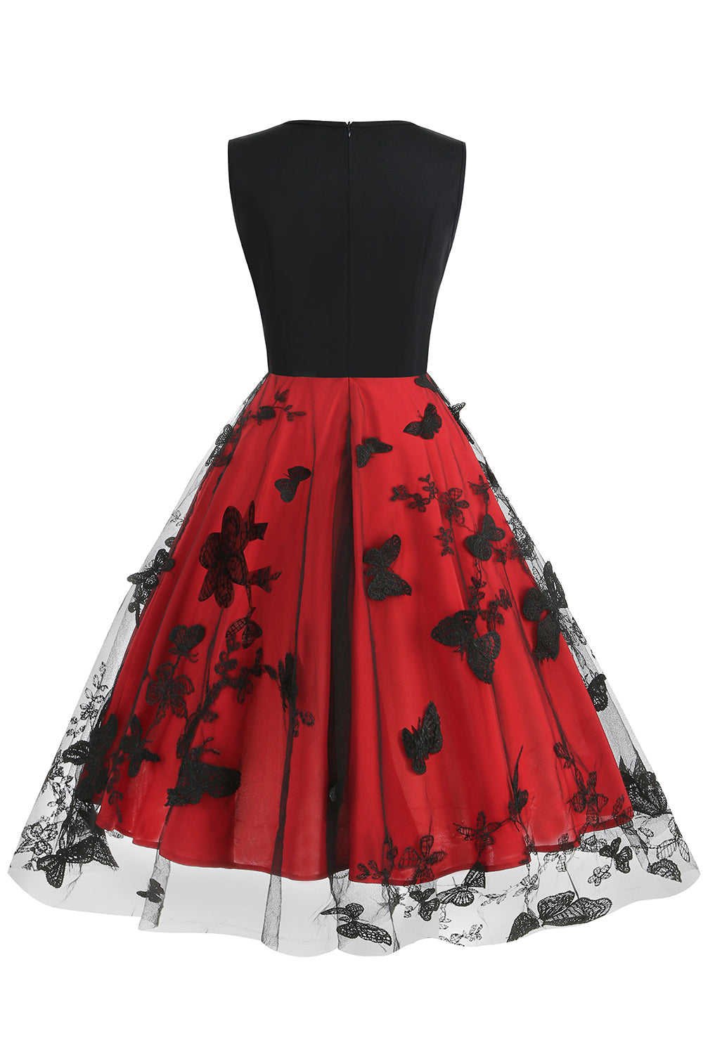 Svart Vintage 50 Tals Klänning Med Broderi