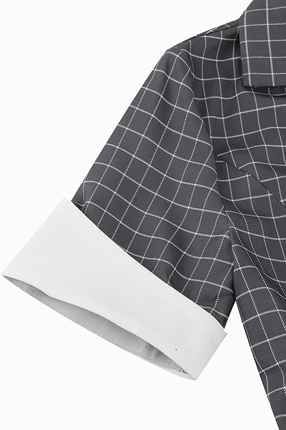 Grå rutig lapel hals vintage klänning