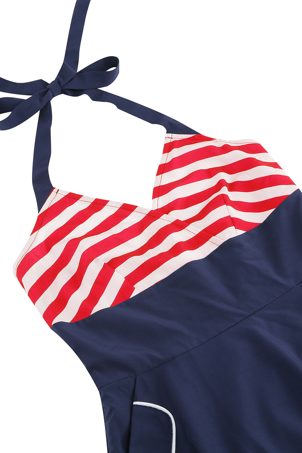 Blå Grimma Rand Gunga Retro Vintage Klänning