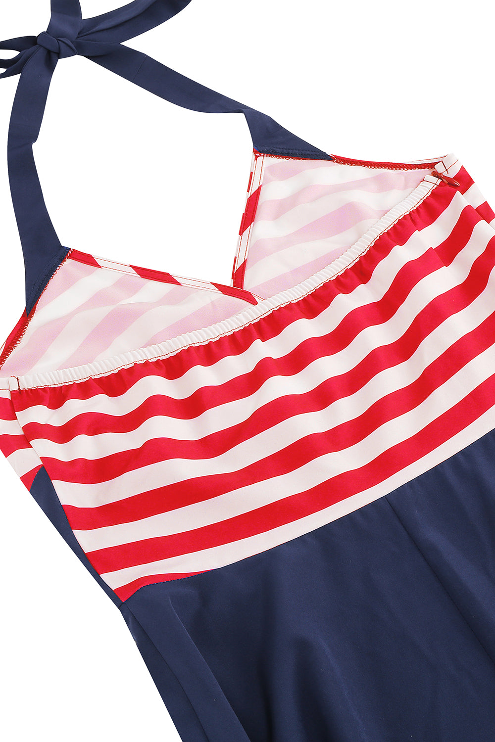 Blå Grimma Rand Gunga Retro Vintage Klänning