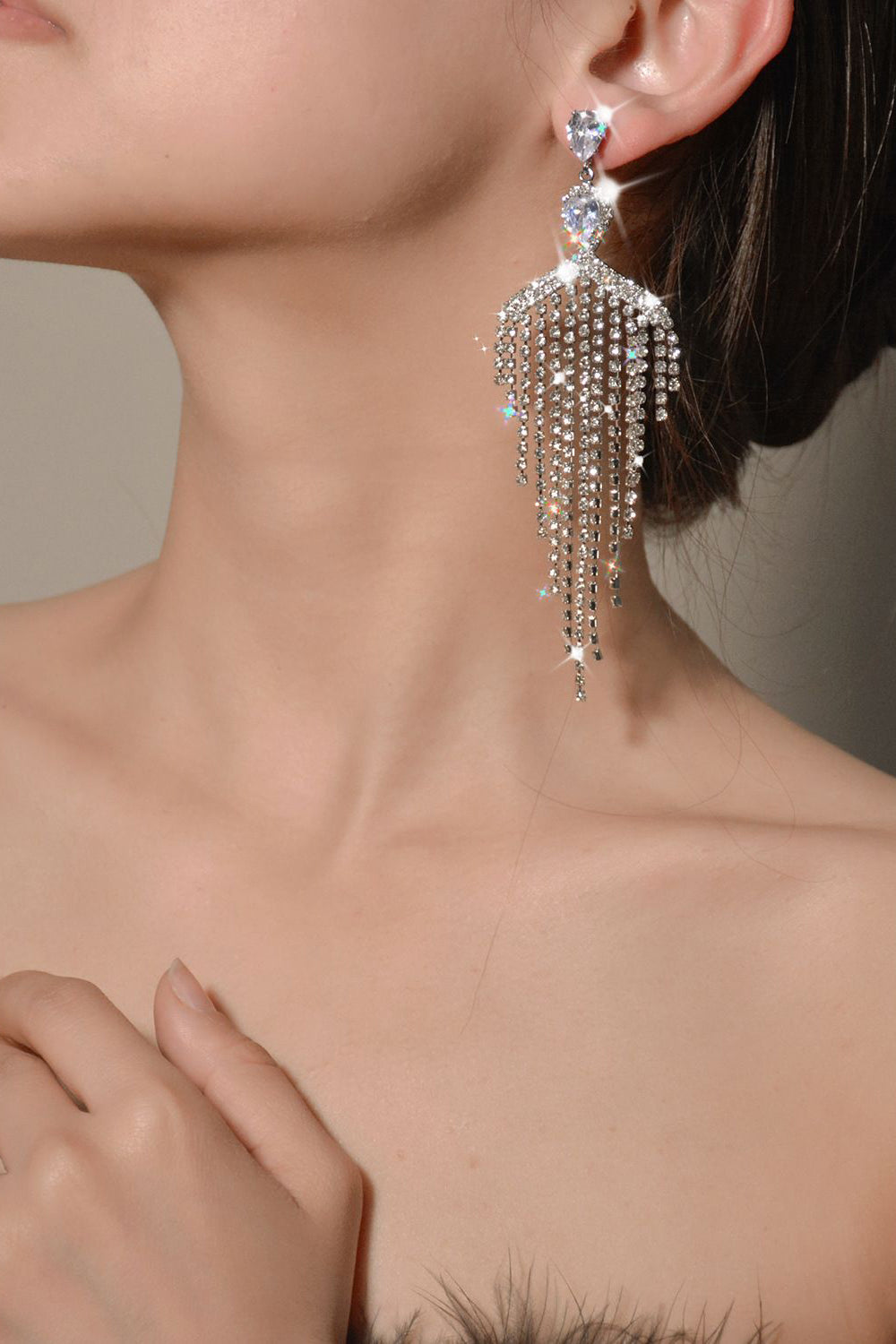 Silver Zirkon Tofs Strass Örhängen
