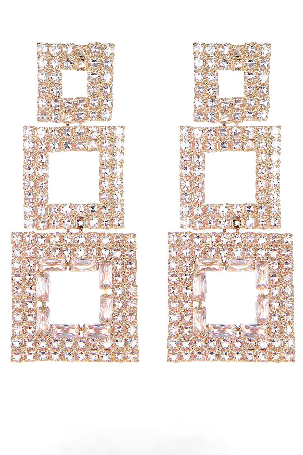Strass Geometrisk Patchwork Fyrkantiga Örhängen