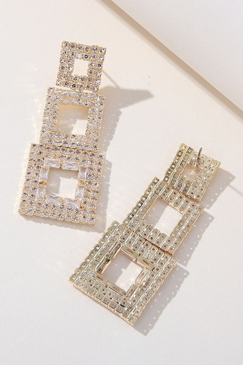 Strass Geometrisk Patchwork Fyrkantiga Örhängen