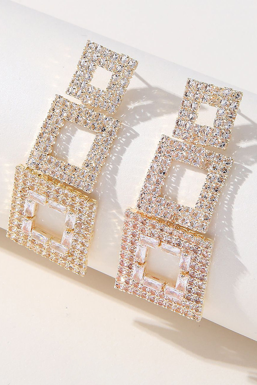 Strass Geometrisk Patchwork Fyrkantiga Örhängen