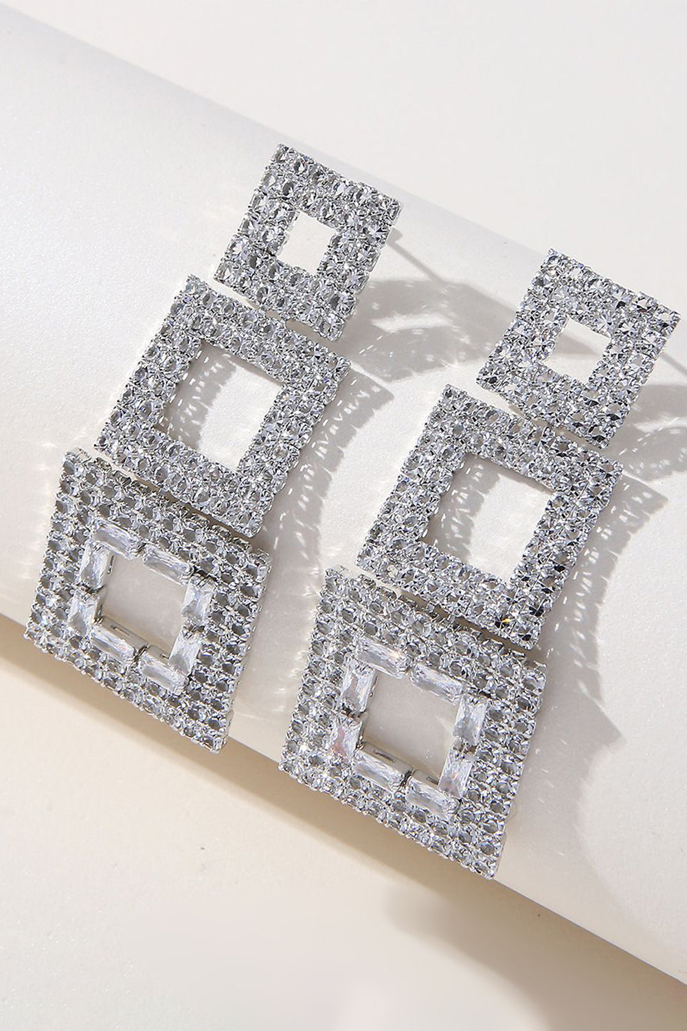 Strass Geometrisk Patchwork Fyrkantiga Örhängen