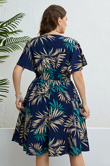 Plus Size Marin V-Hals Sommarklänning