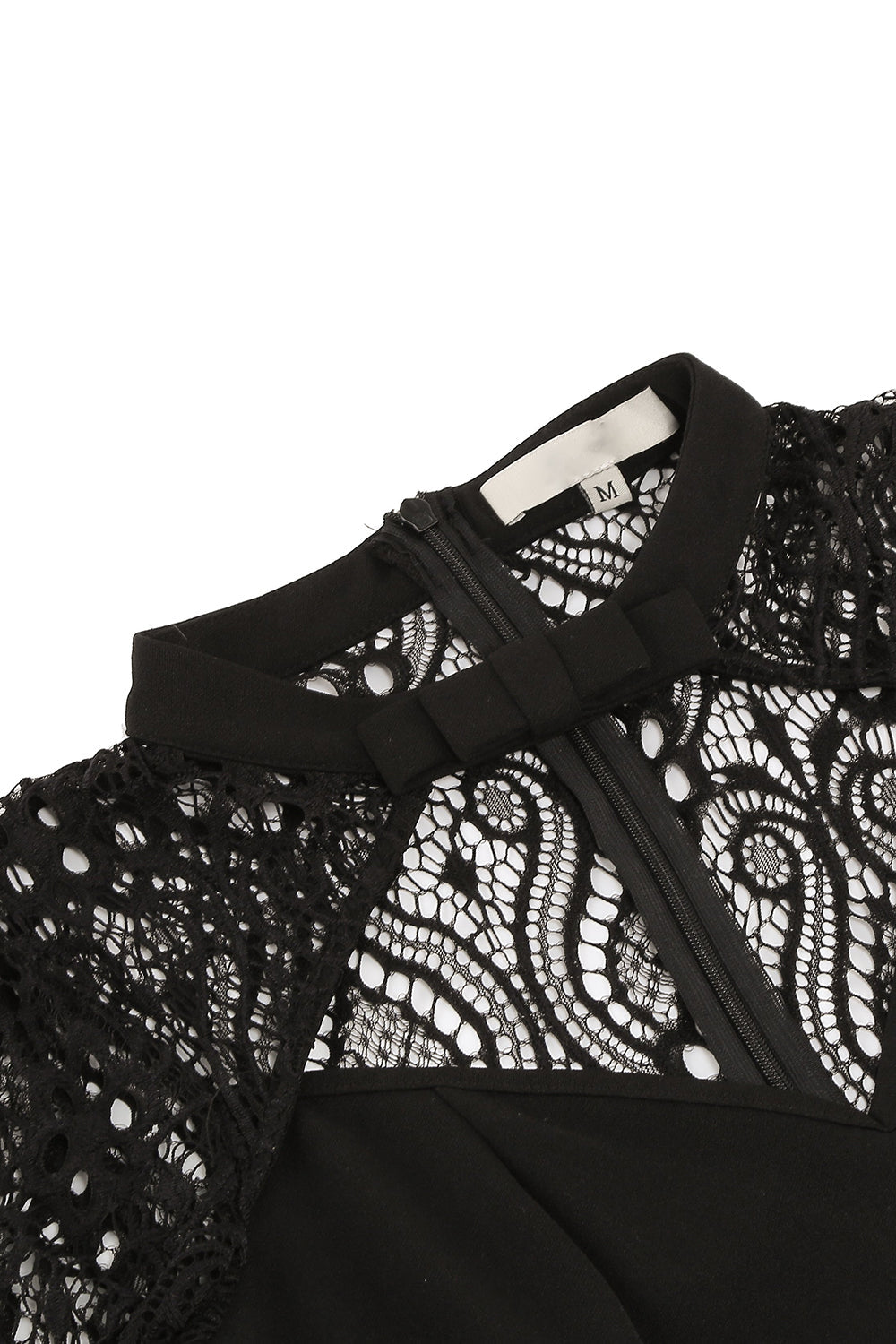 Svart A-linje Långärmad 1950-tals Klänning med Spets