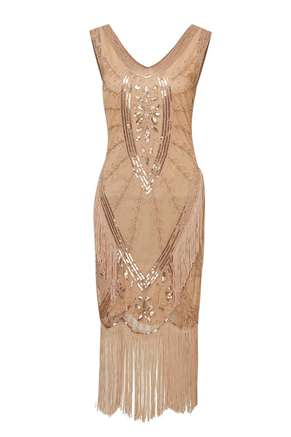 Glittrande svart klaffklänning med fransar