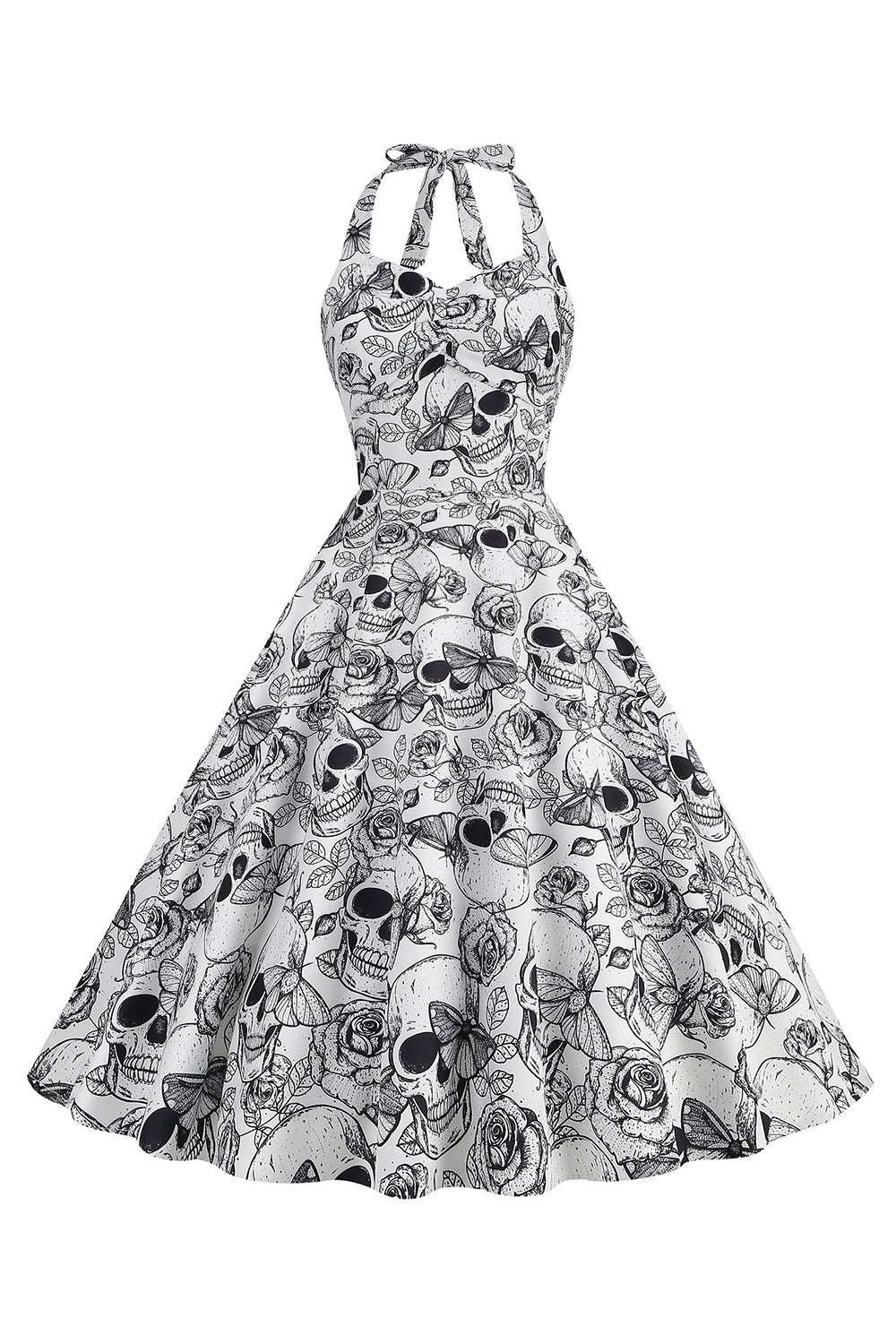 Halloween Svart Grimma Pumpa Tryckt 1950-Tals Klänning