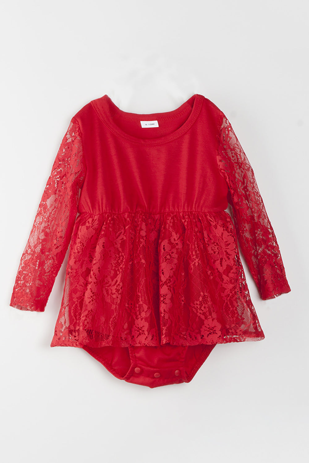 Röda spetsklänningar och långärmad T-shirt Familj matchande outfits