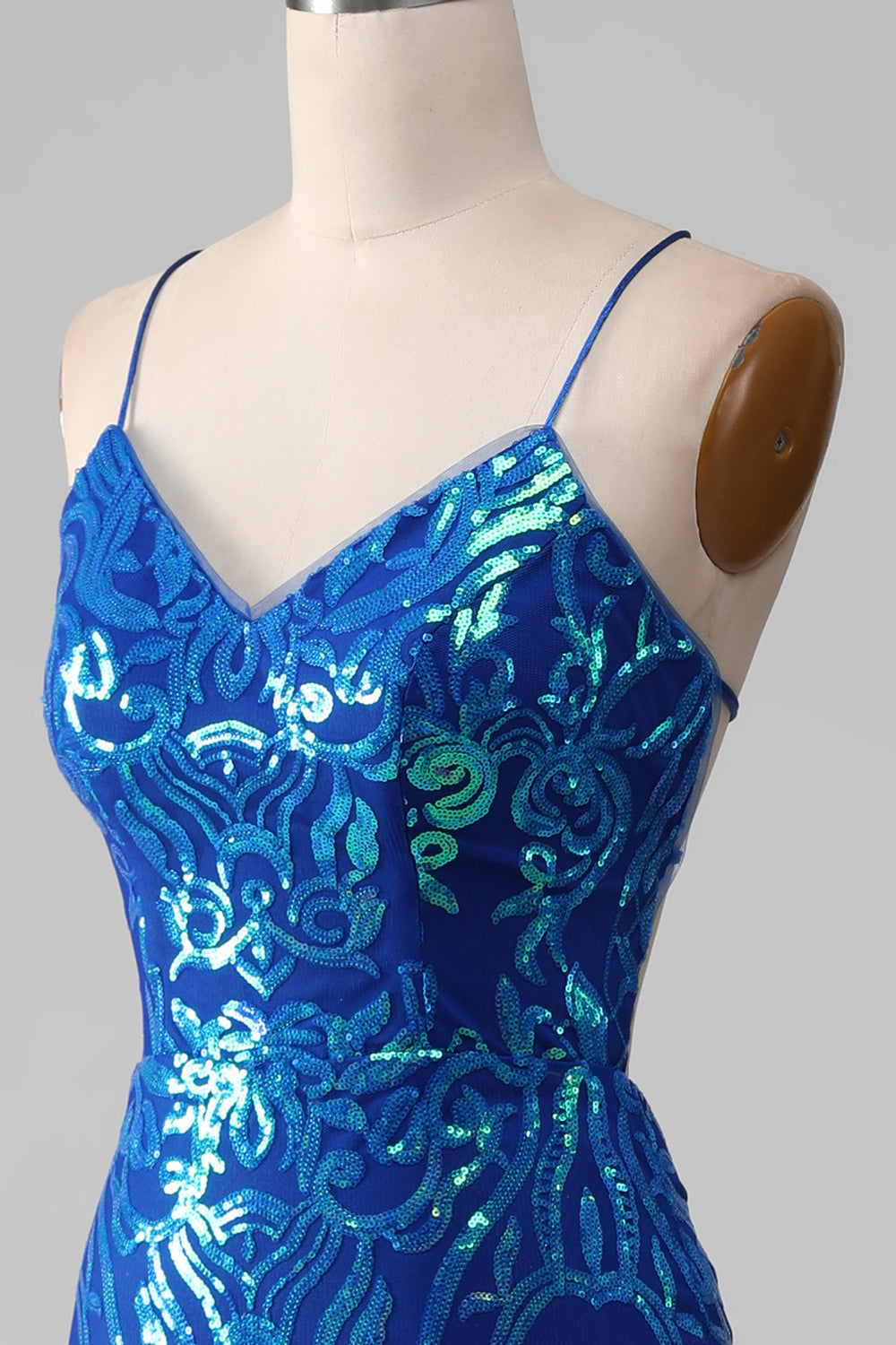 Royal Blue Mermaid glittrande balklänning med slits