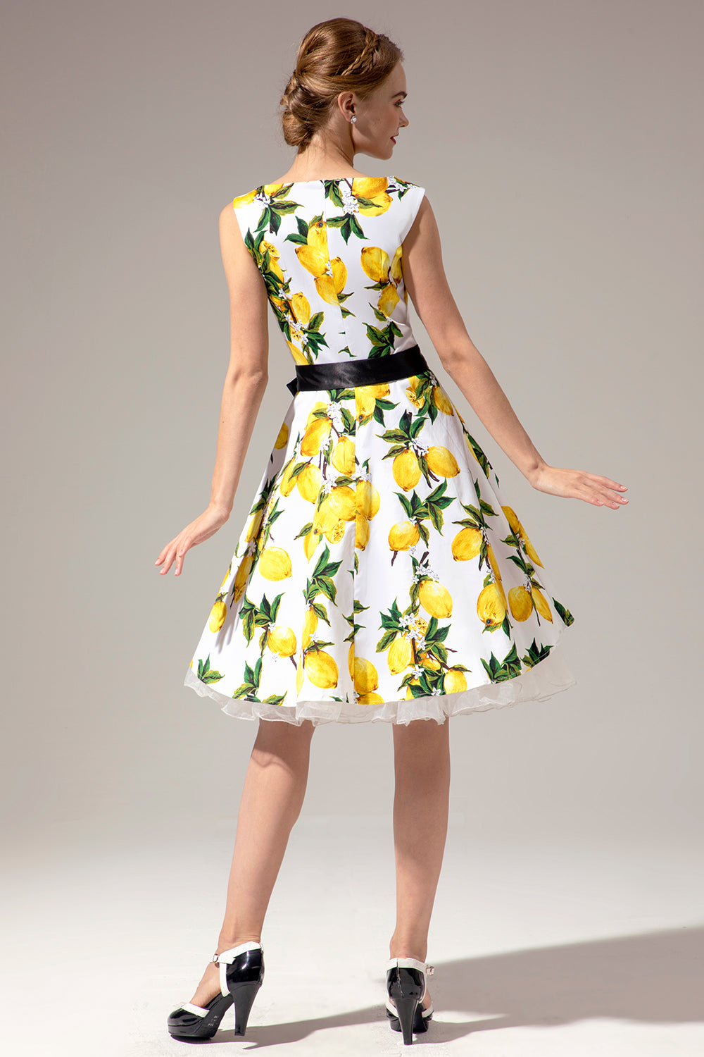 Båthals Cap Ärm 50 Tals Klänning med Bälte