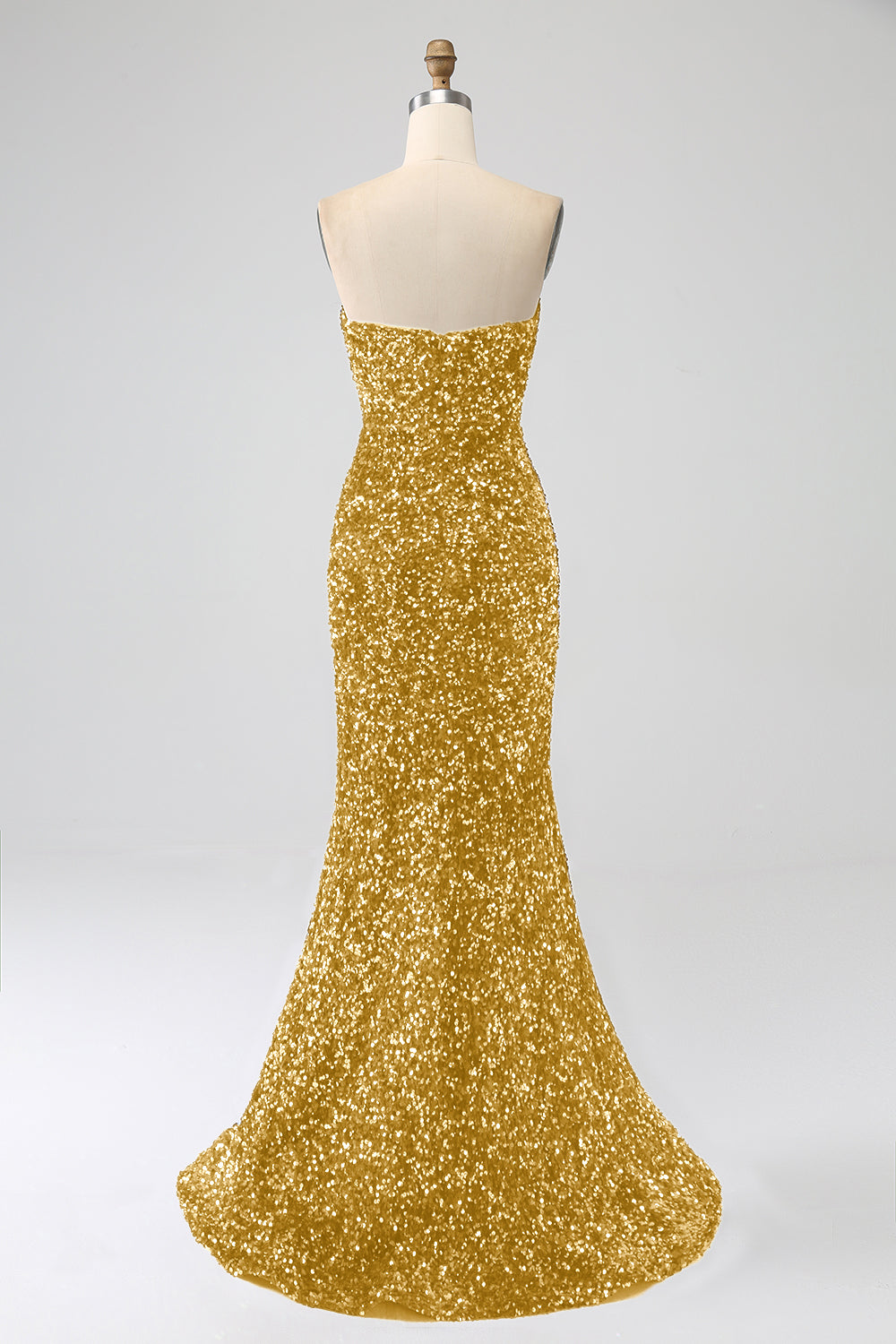 Royal Blue Mermaid Axelbandslösa Paljetter Lång Balklänning med slits