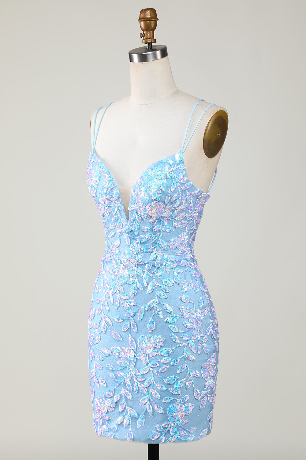 Bodycon Spaghettiband Festklänning med Aqqliques