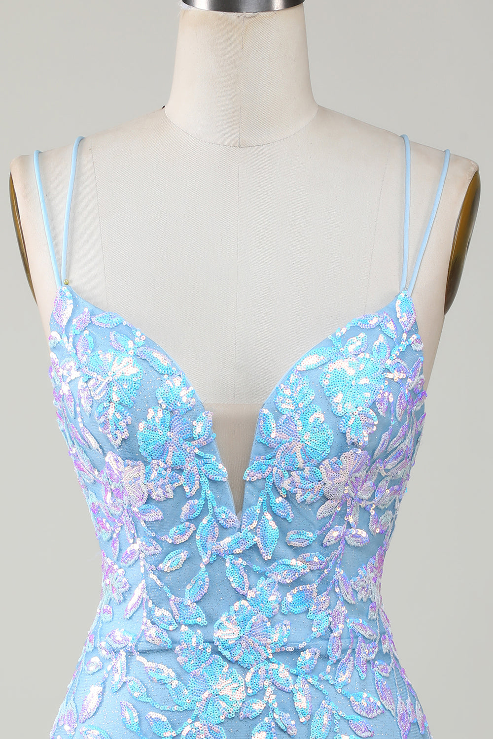Bodycon Spaghettiband Festklänning med Aqqliques