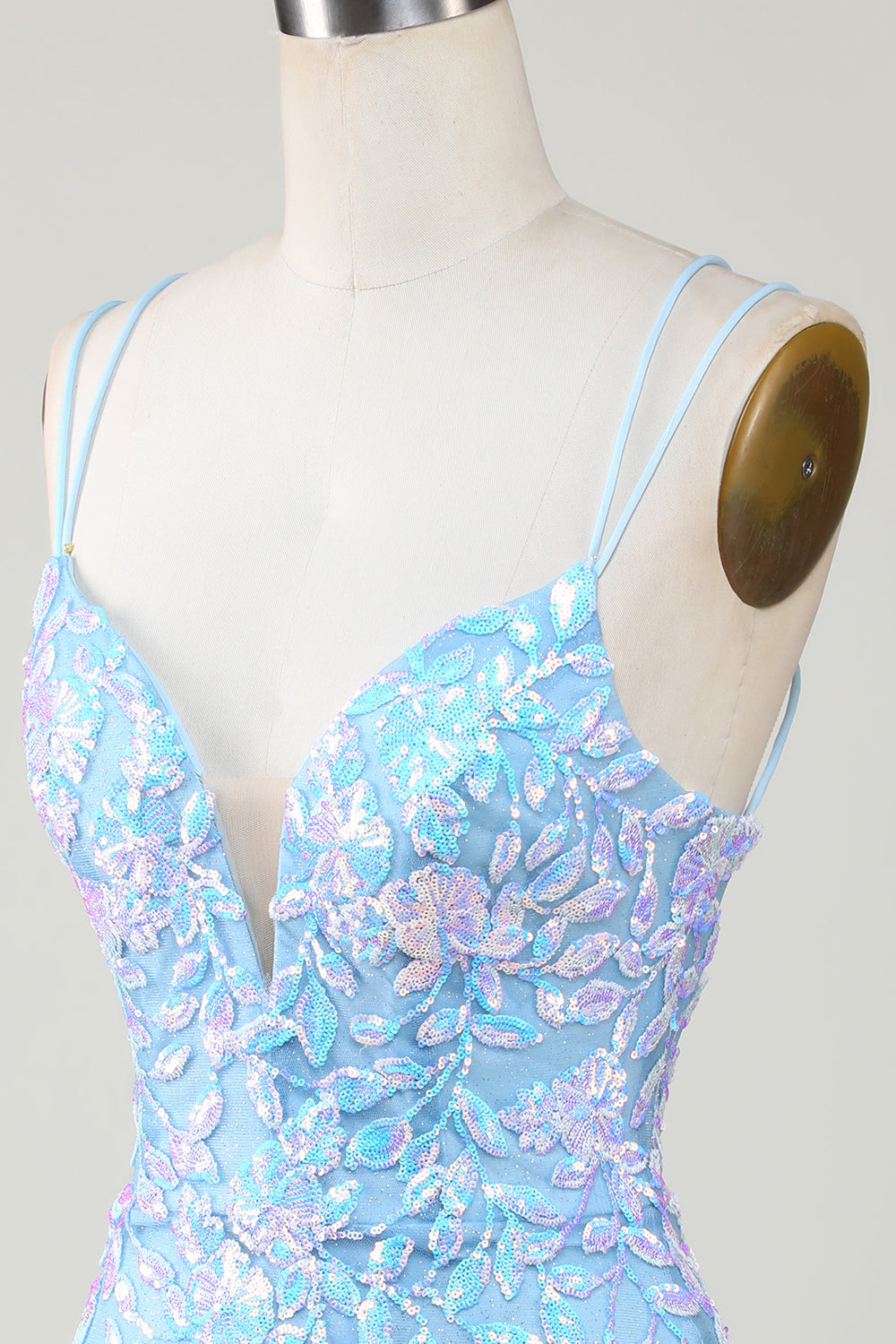Bodycon Spaghettiband Festklänning med Aqqliques