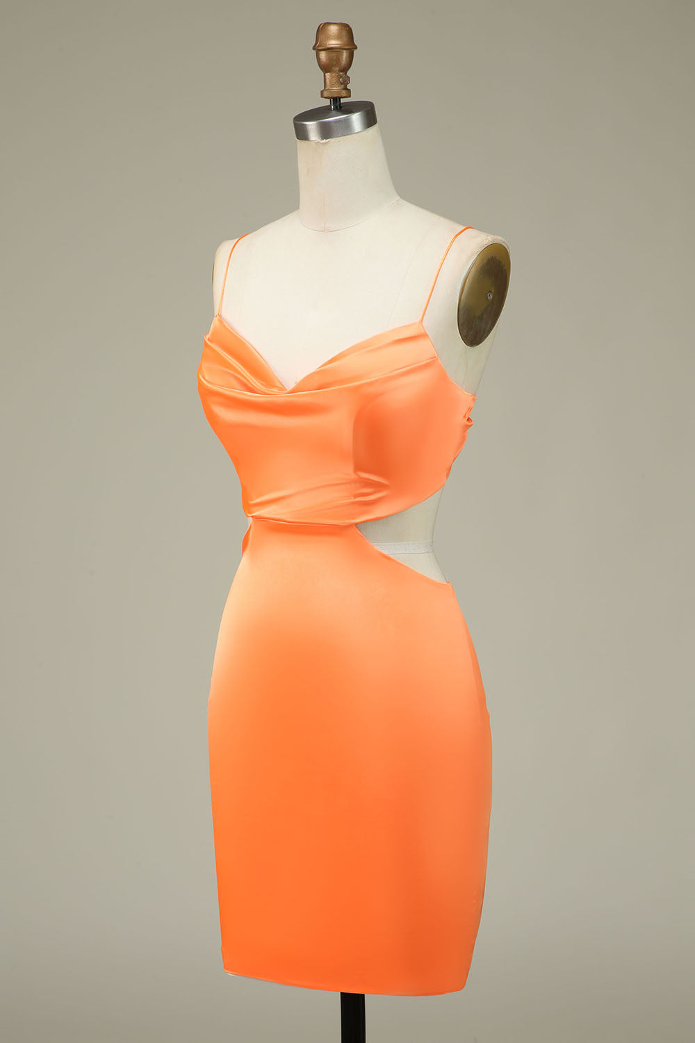 Bodycon Orange Spaghetti Straps Homecoming Klänning