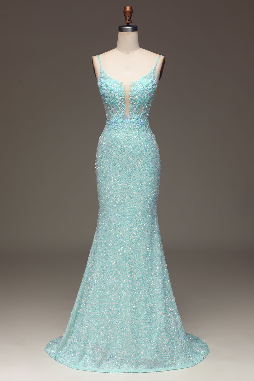 Paljetter Glittrande sjöjungfru Balklänning med slits