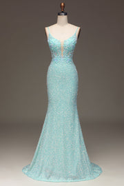 Paljetter Glittrande sjöjungfru Balklänning med slits