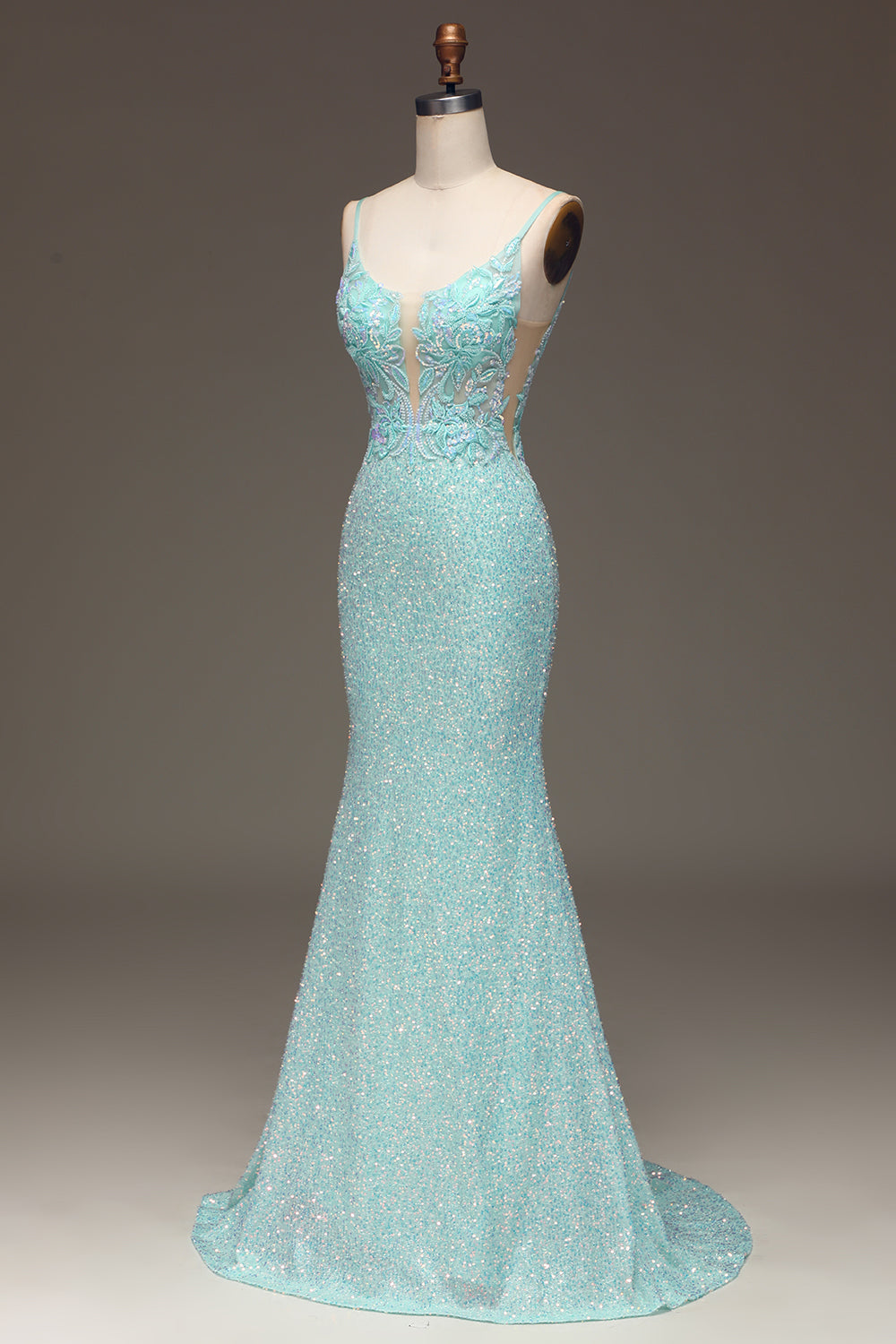 Paljetter Glittrande sjöjungfru Balklänning med slits