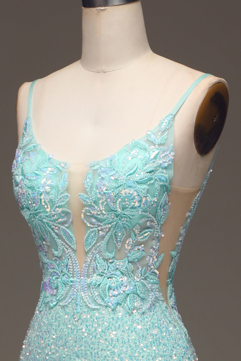 Paljetter Glittrande sjöjungfru Balklänning med slits