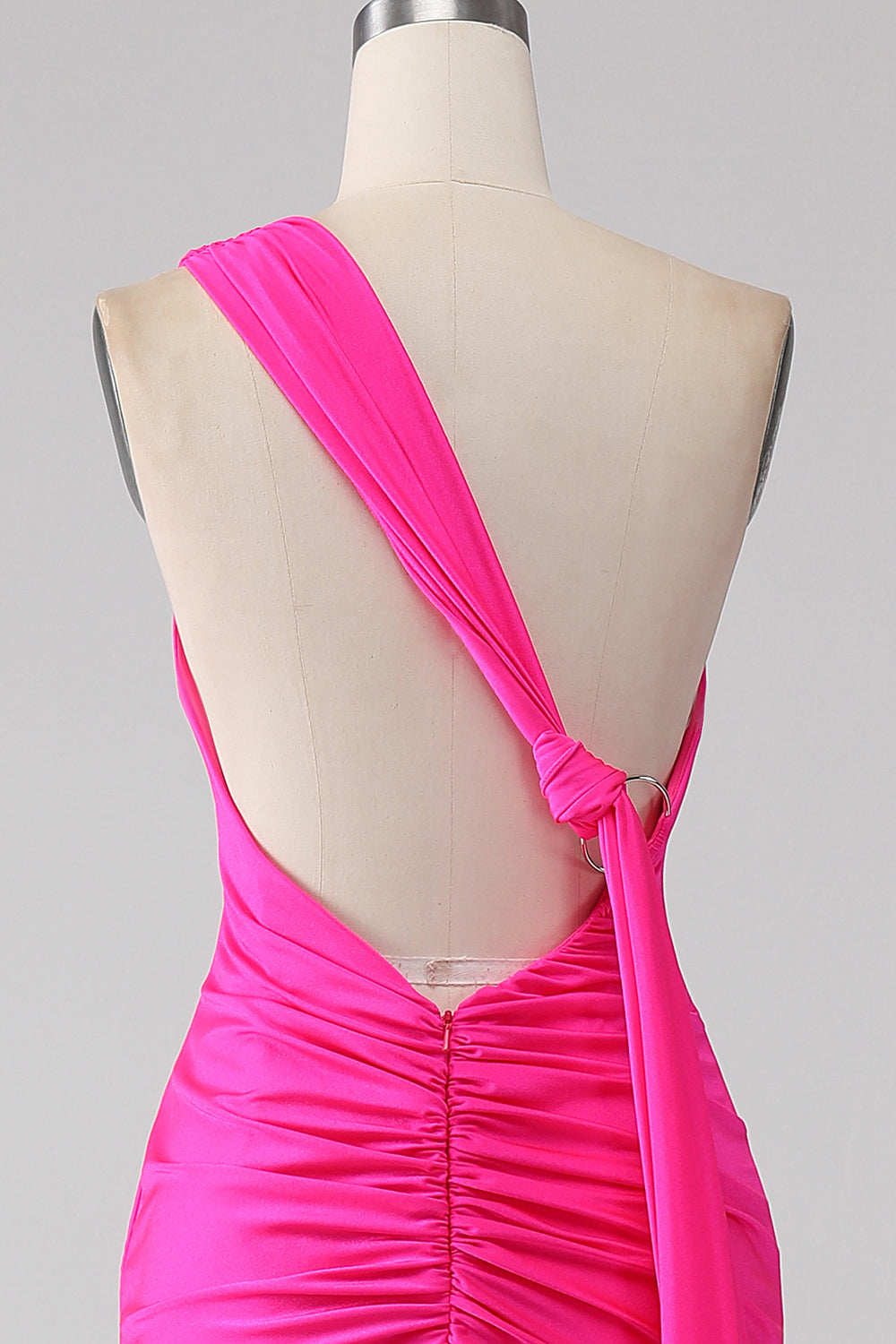 Mermaid Hot Pink One Shoulder Lång Balklänning