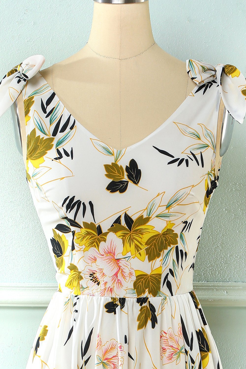 Vit blommig Maxi Boho sommarklänning