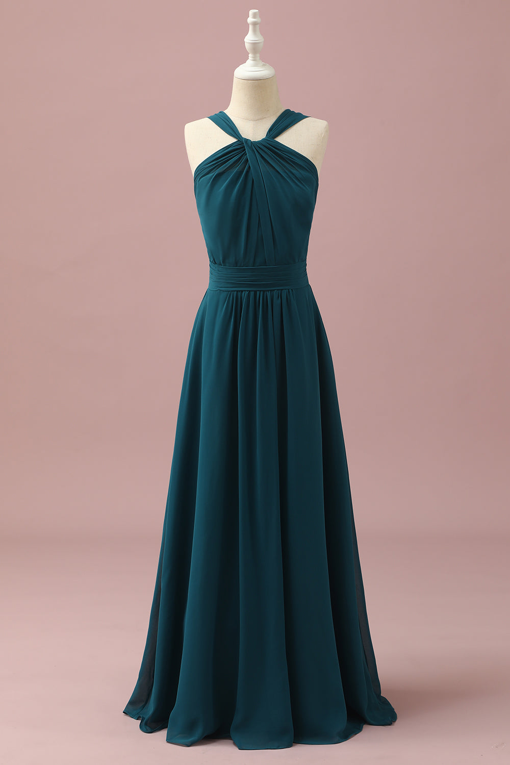 Mörkgrön Halter A-Line Junior Bridesmaid klänningar