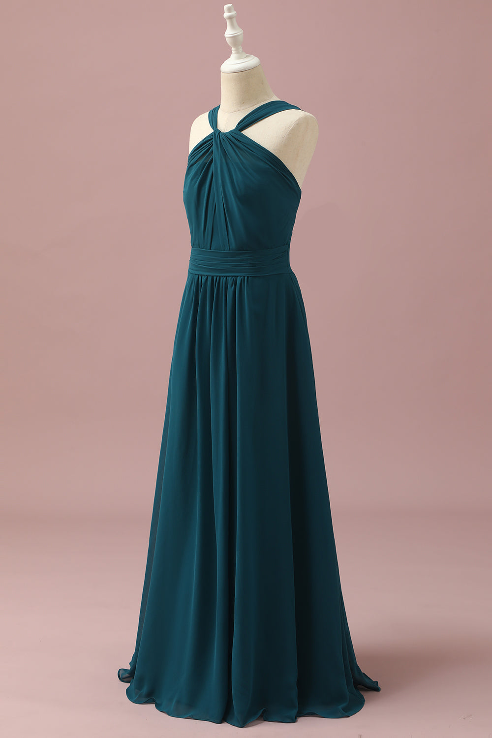 Mörkgrön Halter A-Line Junior Bridesmaid klänningar