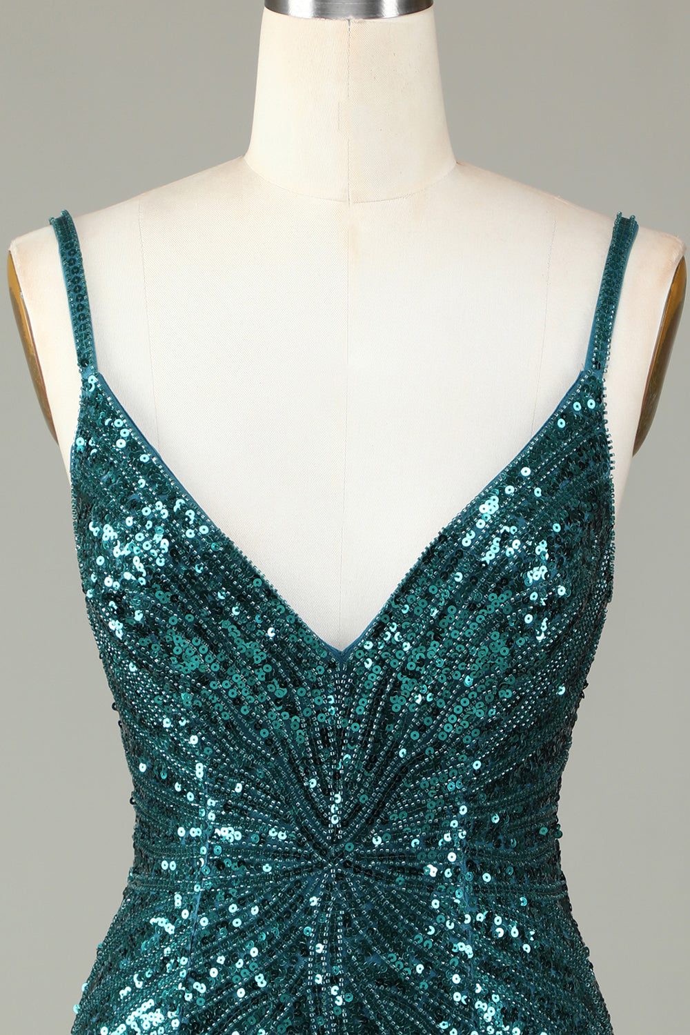 Sparkly Bodycon Spaghetti Straps Blå paljetter Kort Homecoming Klänning med tofs