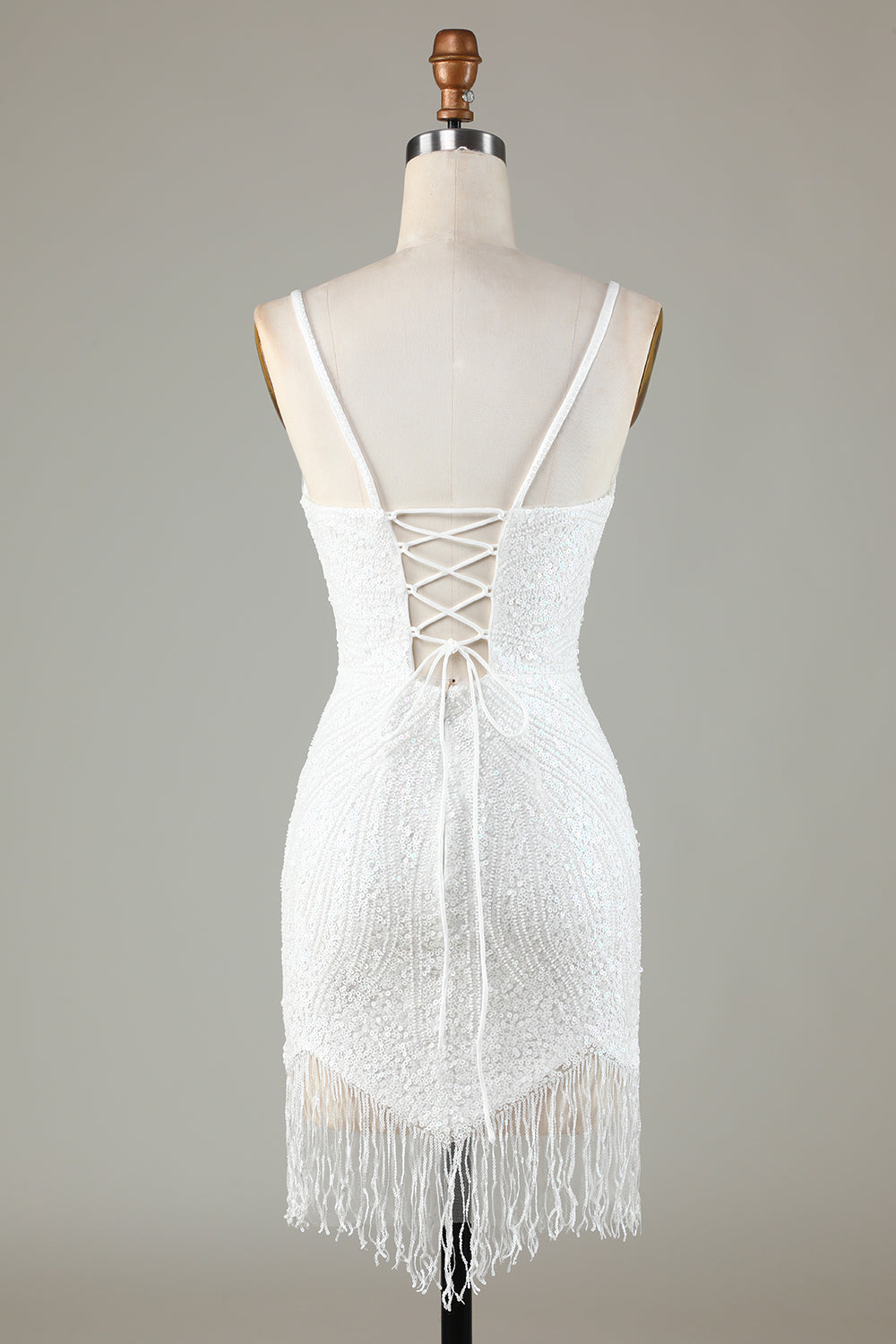 Glittrande Bodycon Spaghetti Remmar Blå snörning Rygg Kort Homecoming Klänning med Pärlor