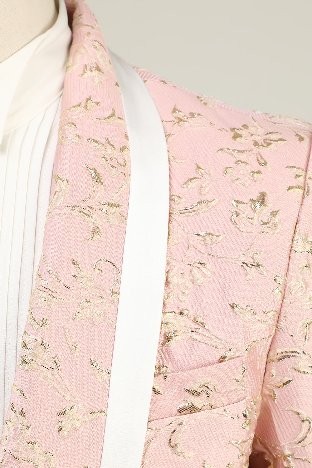 Ljusrosa Sjal Slag Jacquard Baldräkter för Män